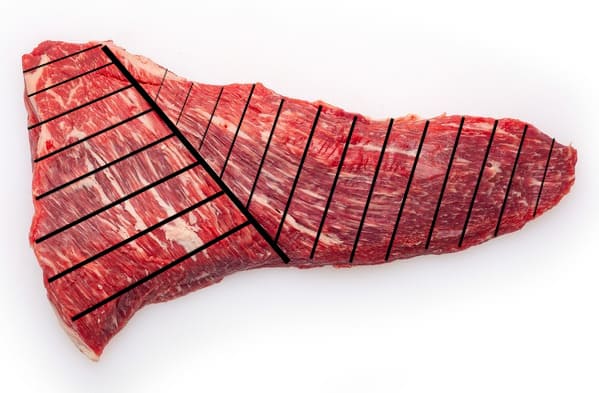 Tri-tip κόψιμο σε λεπτές φέτες