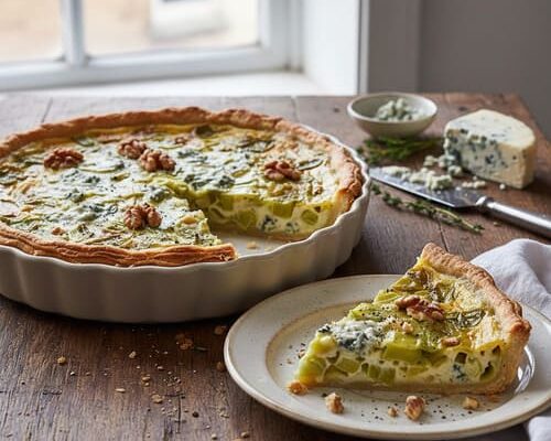 Τάρτα με πράσο και blue cheese